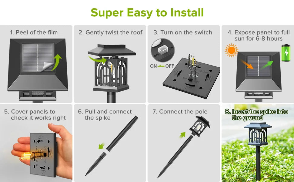 Six Or Ten Pack Solar Pathway Lights Outdoor Auto On Off Yard Walkway Lawn Patio