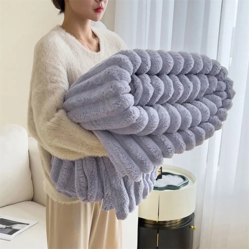 New Double Sided Warm Blanket Breathable Throw Solid Color Cotton