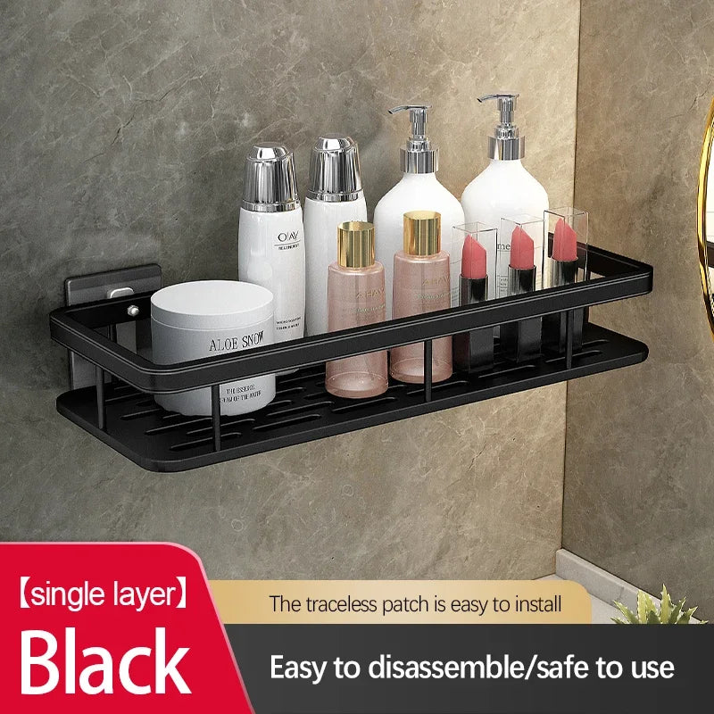 Double Tier Stainless Steel Anti-Rust Bathroom Shower Storage Rack with Suction Cups