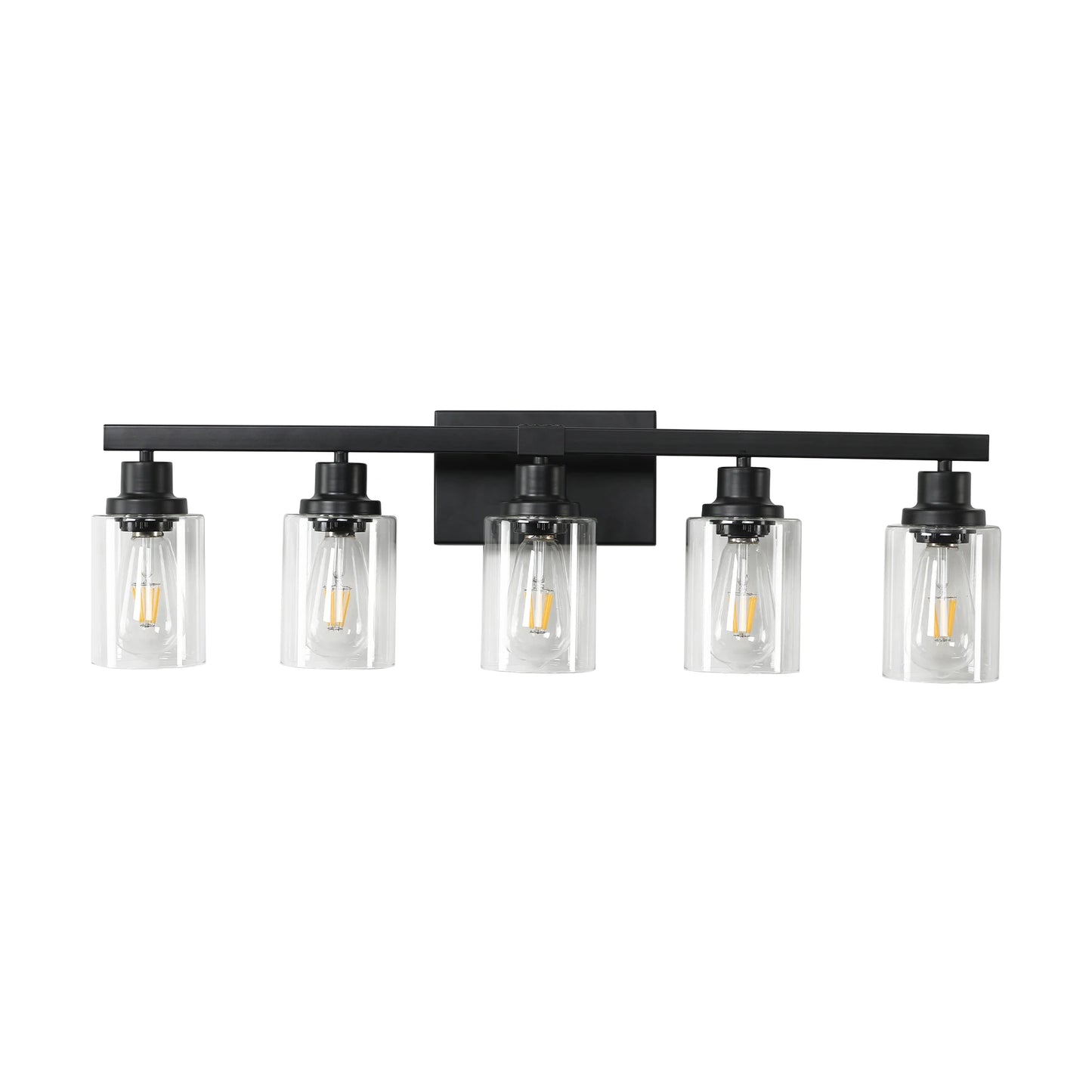 Modern Industrial Bathroom Vanity Light Five Light Sconce Clear Glass Lampshades