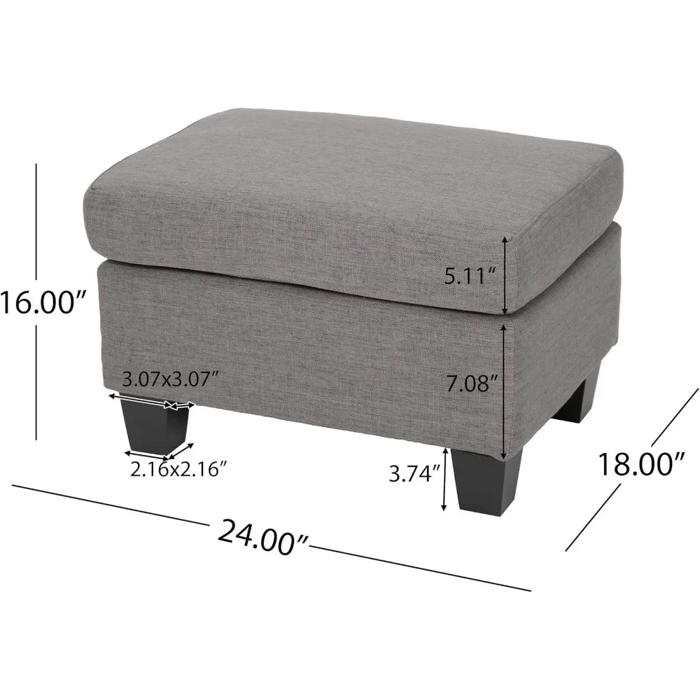 Christopher Knight Home Rosella Fabric Ottoman Ash Grey