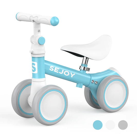 Sejoy Baby Balance Bike 4 Wheels For 10-36 Months Unisex Toddler First Bike Blue
