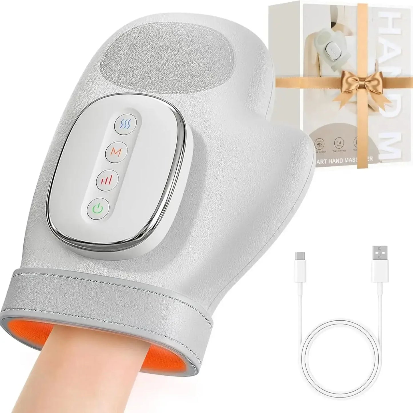 Electric Hand Massager with Heat Airbag Compression Carpal Tunnel Wrist Finger Kneading Massage Device Vibration Gloves