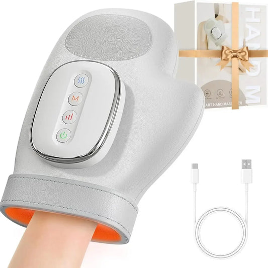 Electric Hand Massager with Heat Airbag Compression Carpal Tunnel Wrist Finger Kneading Massage Device Vibration Gloves