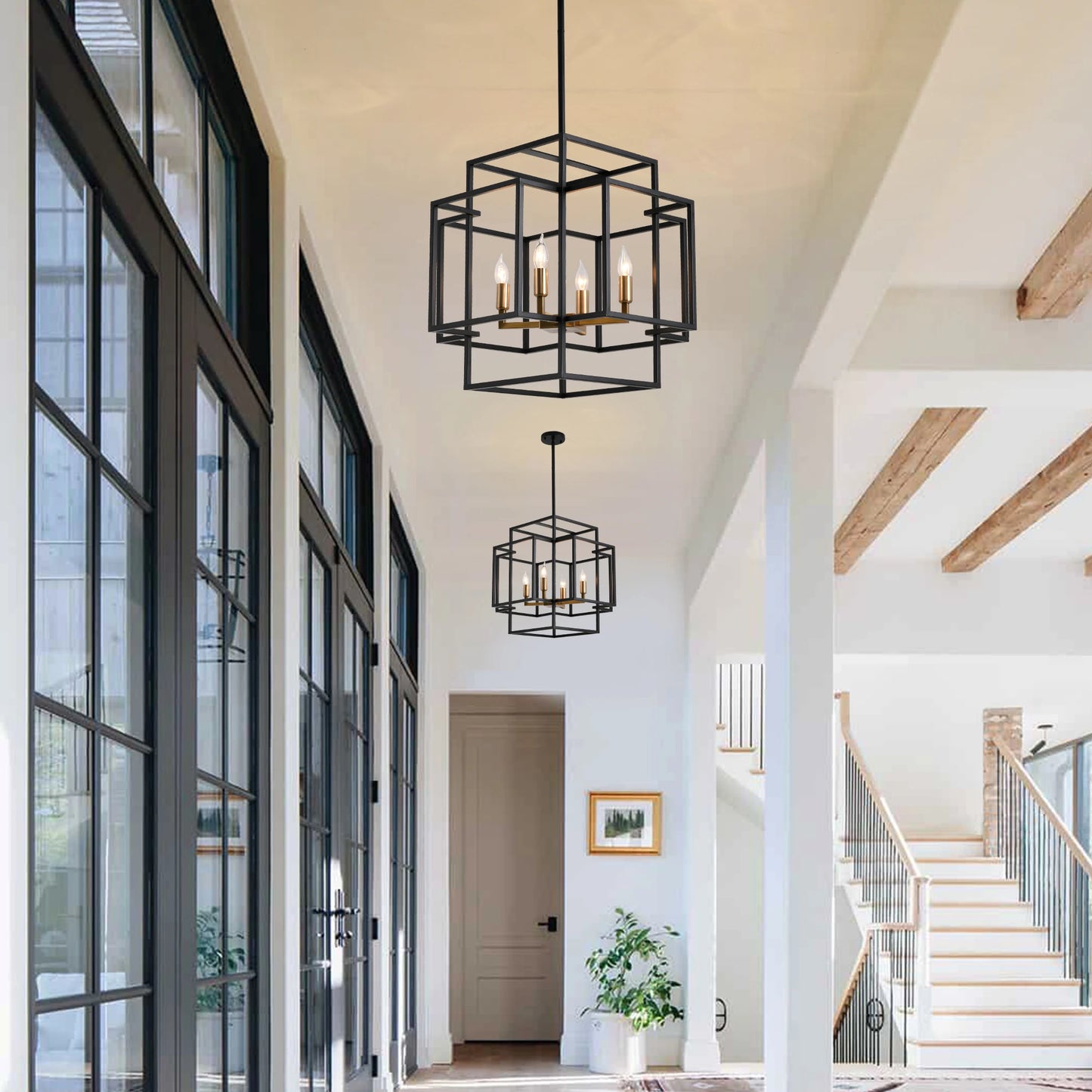 4 Light Pendant Lights Lantern American Style Industrial Farmhouse Chandelier