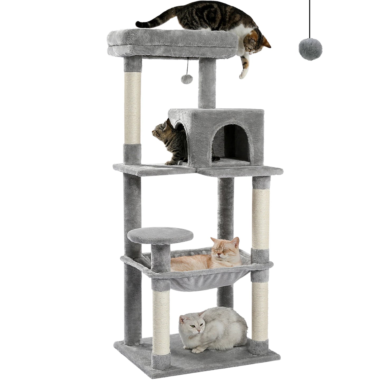 PAWZ Road 5 Level Cat Tree for Indoor Large Cats With Hammock and Sisal Posts