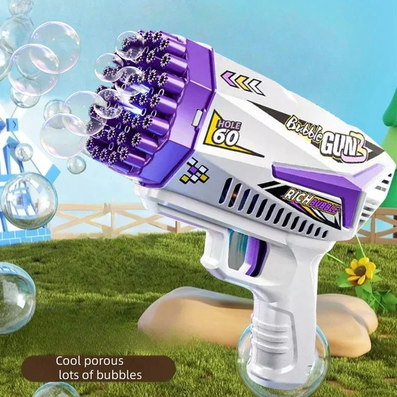 Rechargeable Bubble Gun With Large Capacity And Colored Lights Indoor Outdoor