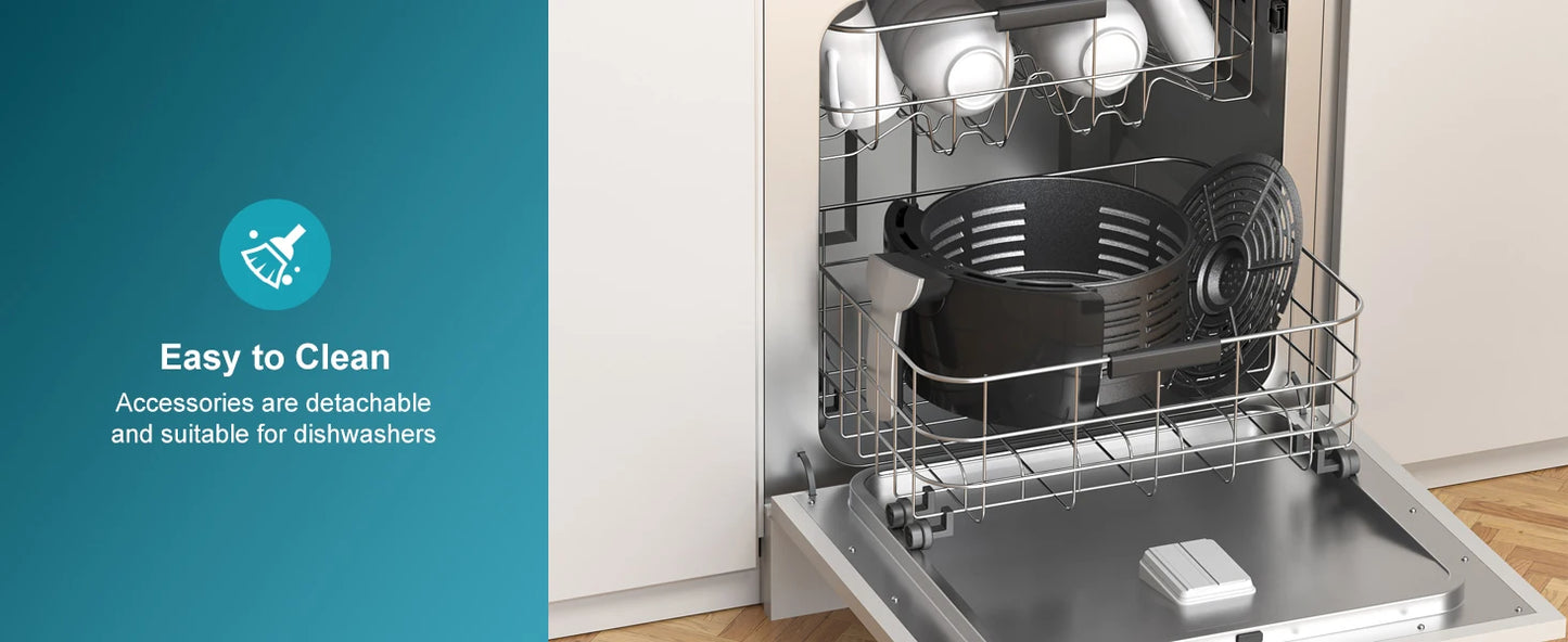 ULTREAN 4L Air Fryer Electric Hot fryer Oil-free Auto Household Kitchen 360°Baking Convection Oven Deep Fryer with Touch Control