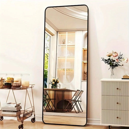 59 Inch By 16.2 Inch Full Length Mirror Standing Full Body Mirror Black