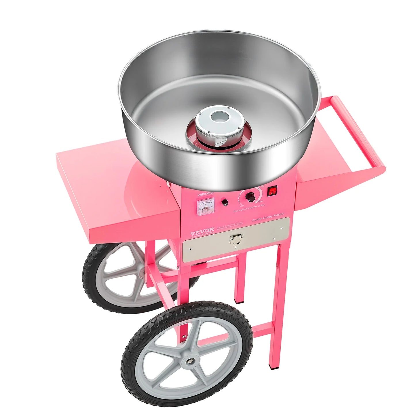 SucceBuy Electric Cotton Candy Machine With Cart 1000W 20.5 Inch Stainless Bowl