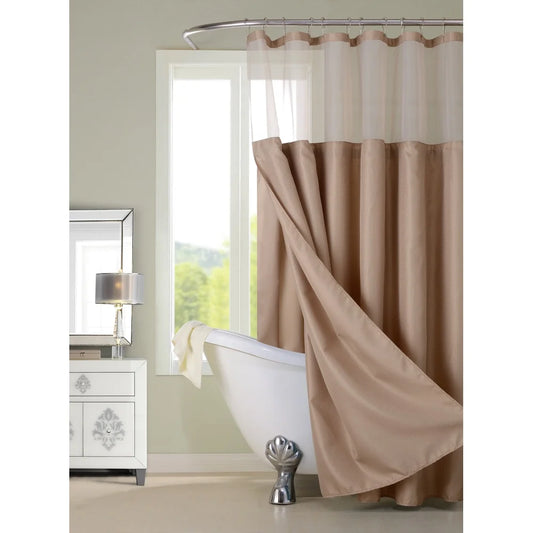 Complete 2 in 1 Waffle Weave Waterproof Shower Curtain with Detachable Liner Heavyweight Fabric Hotel Style Bathroom Decor 72x72