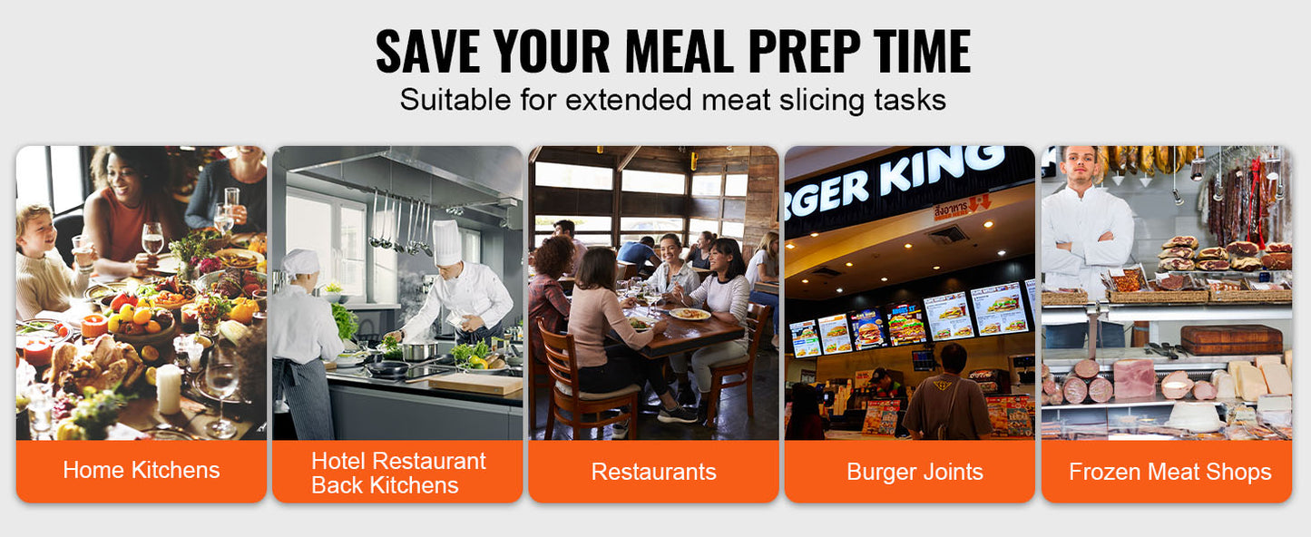 SucceBuy Electric Meat Slicer Deli SUS 420 Blade Guard Adjustable Thickness