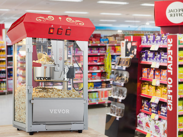 SucceBuy 8/12Oz Electric Popcorn Maker Commercial Popper Machine  Automatic Corn Cookware with Scoop Spoon SUS304 Heating Tube