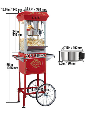 SucceBuy 8/12Oz Electric Popcorn Maker Commercial Popper Machine  Automatic Corn Cookware with Scoop Spoon SUS304 Heating Tube