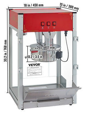 SucceBuy 8/12Oz Electric Popcorn Maker Commercial Popper Machine  Automatic Corn Cookware with Scoop Spoon SUS304 Heating Tube