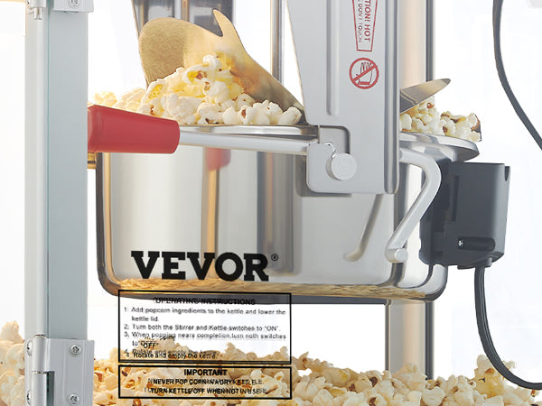 SucceBuy 8/12Oz Electric Popcorn Maker Commercial Popper Machine  Automatic Corn Cookware with Scoop Spoon SUS304 Heating Tube