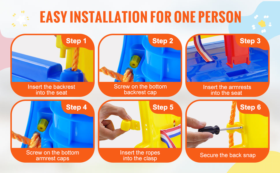 SucceBuy Tree Swing Saucer Swing 750 Pound 2 Straps Adjustable Ropes Outdoor