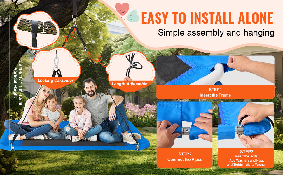 SucceBuy Saucer Tree Swing 750 Lbs With Adjustable Straps Ropes For Kids Outdoor